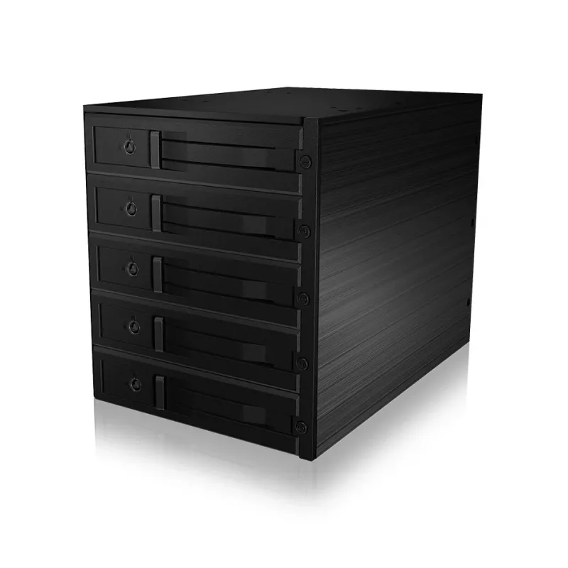 ICY BOX - IB-565SSK - Backplane, 5x SATA 3,5 HDD für 3x 5,25 Schacht, Hot Swap, trägerlos - black