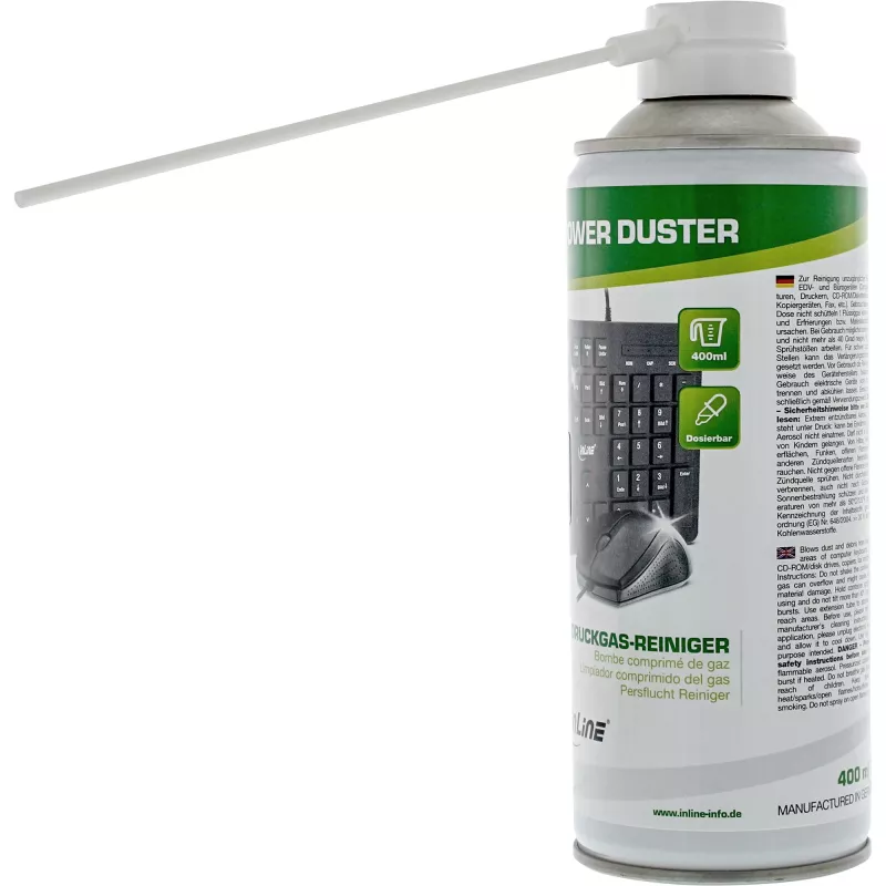 Saspiestā gaisa tīrīšanas aerosols 400 ml — InLine, augstspiediena, IT un datoru apkopei