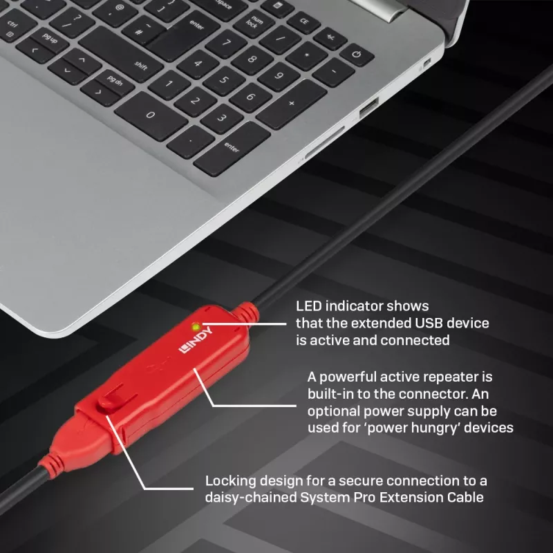 Lindy 8m USB 2.0 Active Extension Pro pagarinātājkabelis