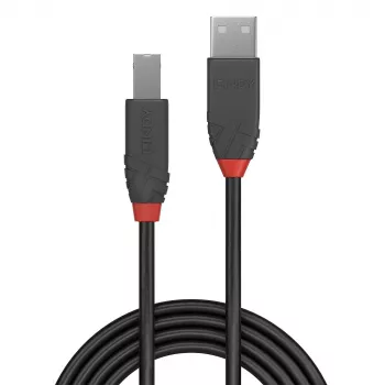 Lindy 5m USB 2.0 A uz B kabelis, Anthra Line