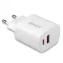 Lādētājs iekštelpām Lindy 73413 — universāls AC 100–240V, izeja 12V 3A, USB-A + USB-C, balts