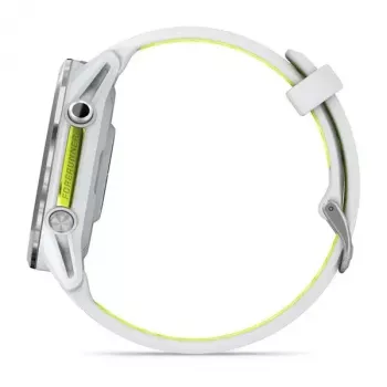 Viedpulkstenis IFIT ICON Forerunner 970 — 1,4 collu (3,56 cm) AMOLED 454×454, GPS, Wi‑Fi, titāna korpuss, silikona siksniņa (Balta/Dzeltena), 56 g