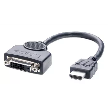 Lindy DVI-D sievišķais uz HDMI vīrišķo adaptera kabelis, 0.2m