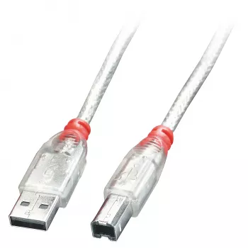 Lindy 2 m USB 2.0 kabelis - A tipa uz B, caurspīdīgs