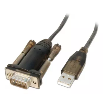 Lindy USB uz Serial Converter Lite, Pelēks, Caurspīdīgs, 1.5 m, USB Type-A, RS-232, Vīriešu/Vīriešu