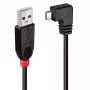 Lindy 1m USB 2.0 kabelis - A tipa uz Micro-B, 90 grādu leņķa savienotājs