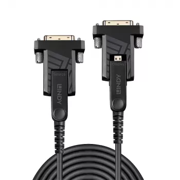 Lindy 100m šķiedru optikas hibrīda Micro-HDMI 18G kabelis ar noņemamiem HDMI un DVI savienotājiem