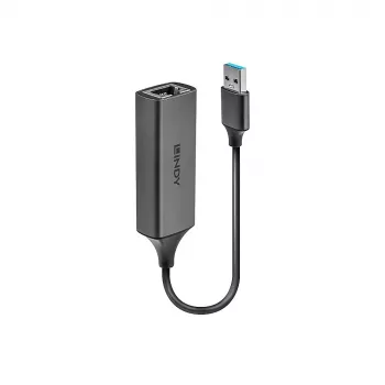 Lindy USB 3.0 Gigabit Ethernet Pārveidotājs, Vītā Pāra, USB, Ethernet, 5000 Mbit/s, Sudrabs