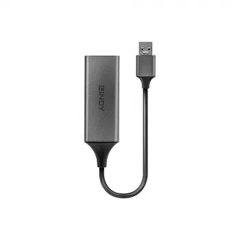 Lindy USB 3.0 Gigabit Ethernet Pārveidotājs, Vītā Pāra, USB, Ethernet, 5000 Mbit/s, Sudrabs