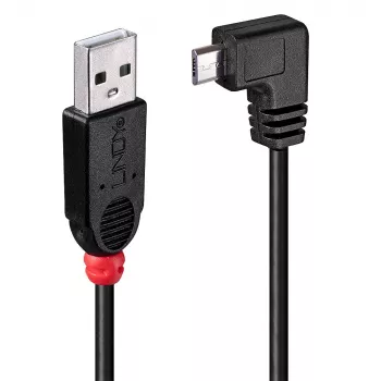 Lindy 0,5 m USB 2.0 kabelis - A tipa uz Micro-B kabeli, 90 grādu taisnleņķa savienotājs