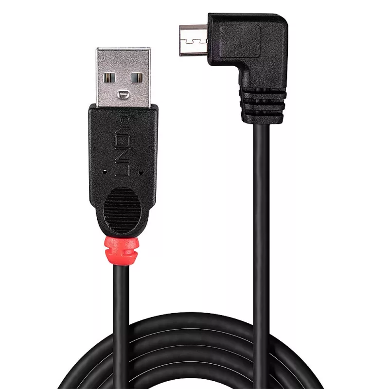 Lindy 0,5 m USB 2.0 kabelis - A tipa uz Micro-B kabeli, 90 grādu taisnleņķa savienotājs