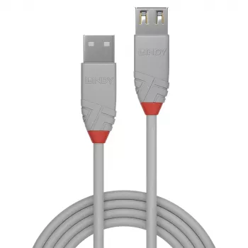 Lindy 0.2m USB 2.0 Type A pagarinātājkabelis, Anthra Line, pelēks