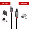 USB 2.0 Type C uz B kabelis Lindy 36940 0.5m Anthra Line