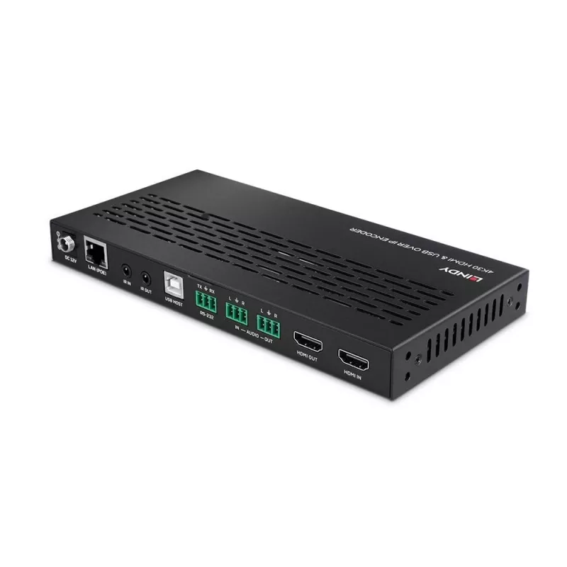 Lindy 38396 4K30 HDMI un USB pa IP kodētājs, Multicast un Videowall, HDMI 2.0, HDCP 2.2, PoE, 100 m