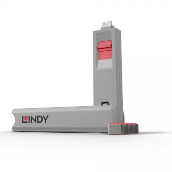 Lindy USB Type C porta bloķētājs ar atslēgu, 4 gab., rozā