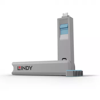 Lindy USB Type-C porta bloķētājs ar atslēgu 4 gab. zils