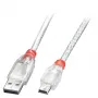 Lindy 1 m USB 2.0 kabelis – A tipa uz Mini-B, caurspīdīgs