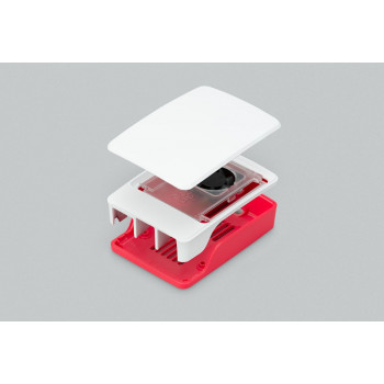 Raspberry Pi 5 korpuss, sarkans/balts, ar ventilatoru (SC1159)