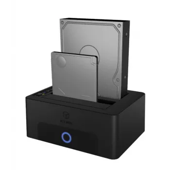 ICY BOX 2-vietu dokstacija un klonēšanas stacija 2.5 vai 3.5 collu SATA diskdziņiem ar USB 3.0 pieslēgumu