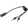 Audio kabelis Microconnect AUDAL 0.4m 2x3.5mm vīrietis uz 3.5mm sieviete Melns