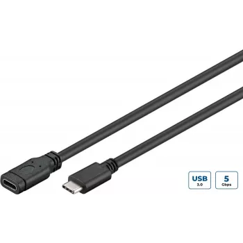 Microconnect USB3.1CC1EX USB pagarinātājkabelis USB 3.2 Gen 1 (3.1 Gen 1) 1 m USB-C melns