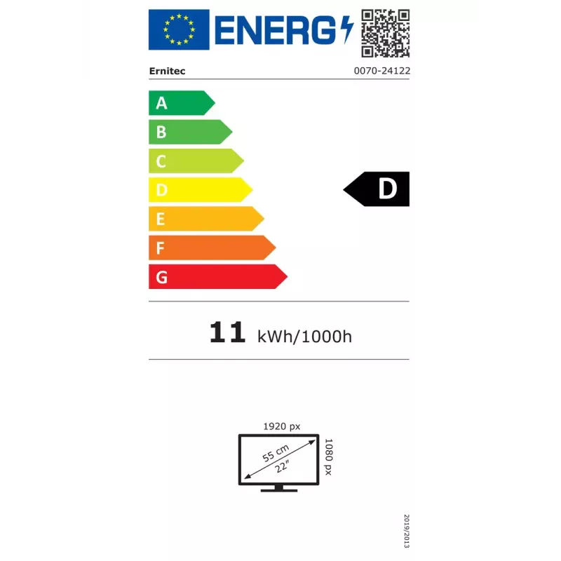 Ernitec 0070-24122-POE 22 collu (55,9 cm) Full HD LED monitors, PoE barošana, melns