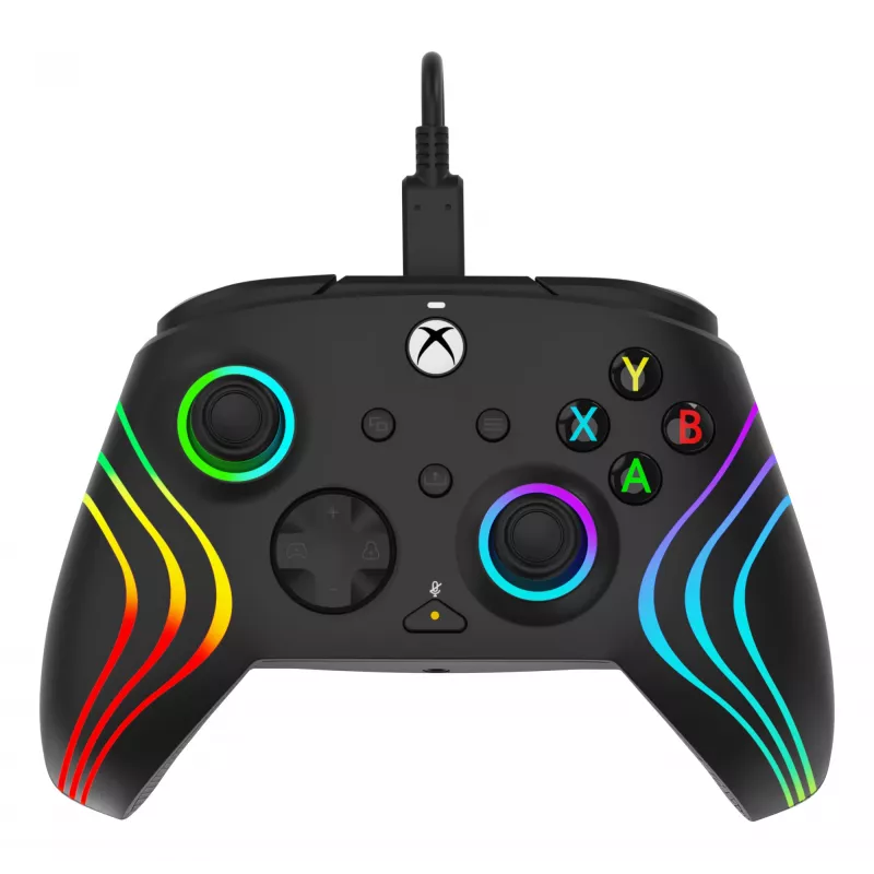Spēļu kontrolieris PDP Afterglow Wave Black – vadu USB Type‑C kontrolieris PC, Xbox One, Xbox Series S/X, 2.43 m kabelis