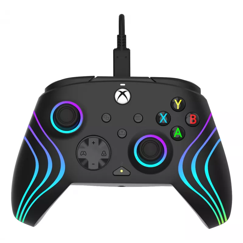 Spēļu kontrolieris PDP Afterglow Wave Black – vadu USB Type‑C kontrolieris PC, Xbox One, Xbox Series S/X, 2.43 m kabelis