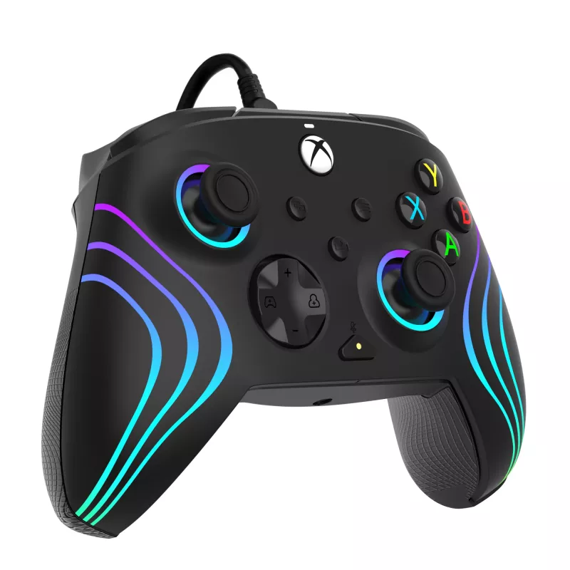 Spēļu kontrolieris PDP Afterglow Wave Black – vadu USB Type‑C kontrolieris PC, Xbox One, Xbox Series S/X, 2.43 m kabelis
