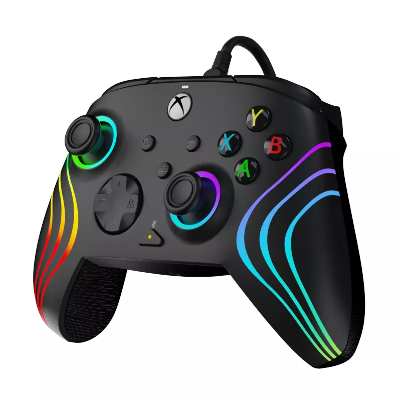 Spēļu kontrolieris PDP Afterglow Wave Black – vadu USB Type‑C kontrolieris PC, Xbox One, Xbox Series S/X, 2.43 m kabelis