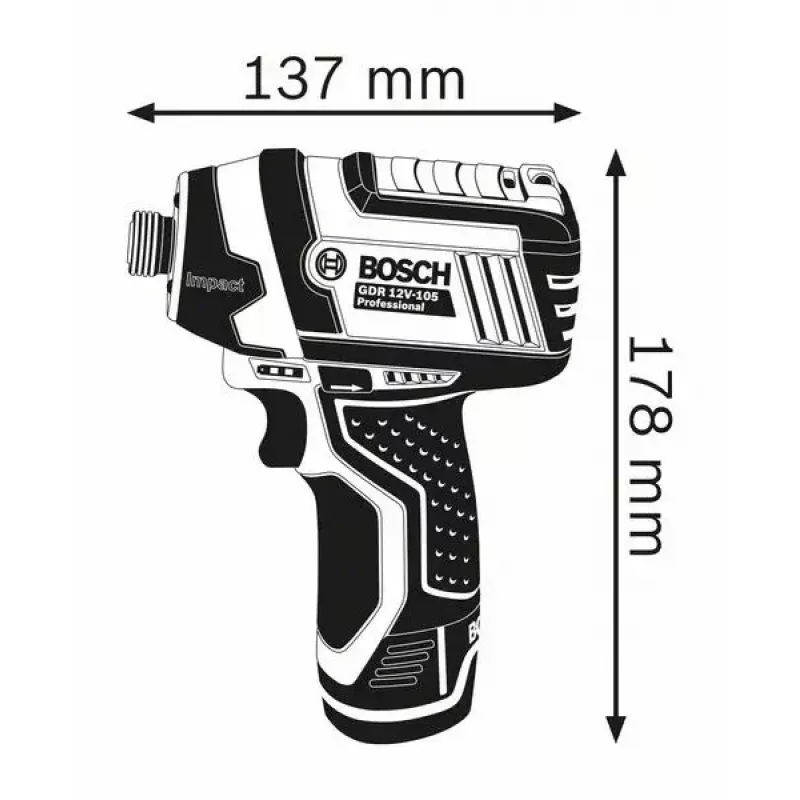 Bosch GDR 12V-105 Professional triecienuzgriežņu atslēga 1/4 collu 2600 RPM 105 N·m Melna, Zila