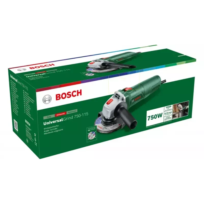 Bosch UniversalGrind 750-115 06033E2000 leņķa slīpmašīna, 750 W, zaļa/melna