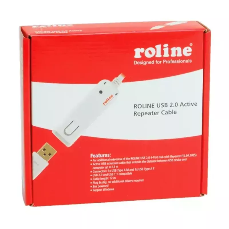 USB 2.0 aktīvs pagarinātājkabelis ROLINE 12.04.1085 12 m