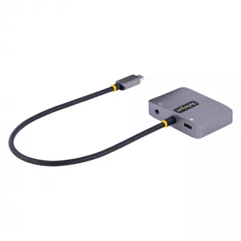 StarTech.com USB-C video adapteris, USB-C uz HDMI VGA daudzportu adapteris, 3,5 mm audio, 4K 60Hz HDR, 100W PD caurlaide, saderīgs ar Thunderbolt 3/4 - USB-C displeja ceļojumu adapteris