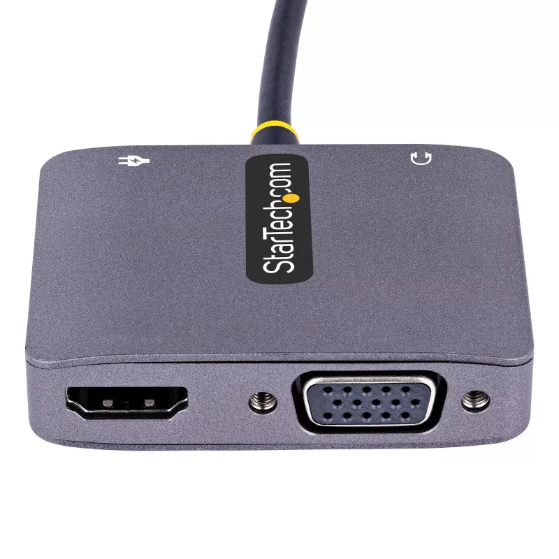 StarTech.com USB-C video adapteris, USB-C uz HDMI VGA daudzportu adapteris, 3,5 mm audio, 4K 60Hz HDR, 100W PD caurlaide, saderīgs ar Thunderbolt 3/4 - USB-C displeja ceļojumu adapteris