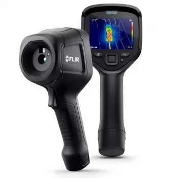 Termokamera Flir Systems E8-PRO — 320×240 px, NETD 40 mK, IFOV 1,8 mRad, 3,5 collu displejs, metāla korpuss, melna