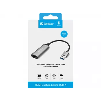 Sandberg HDMI Capture Link uz USB-A — video uztveršanas adapteris
