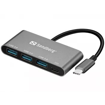 USB-C uz 3x USB 3.0 Hubs + PD Sandberg 136-03