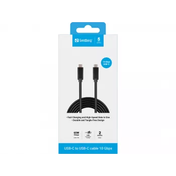 Sandberg USB-C uz USB-C kabelis 2m USB 3.1 Gen.2 melns
