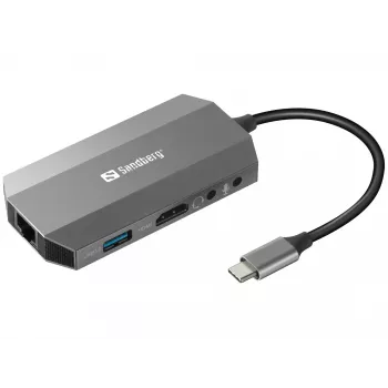 Sandberg USB-C 6in1 Travel Dock — kompakta dokstacija