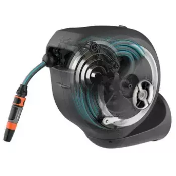 Sienas montāžas šļūtenes spole Gardena RollUp Automatic Melna Pelēka