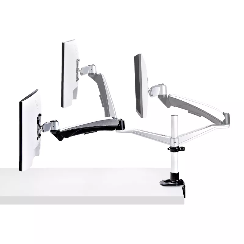 StarTech.com monitora galda stiprinājums 27 inch 16:9 vai 30 inch 21:9 ekrāniem, VESA 75x75/100x100, bezinstrumentu regulēšana, C-skava/caurums, atsperu palīdzība