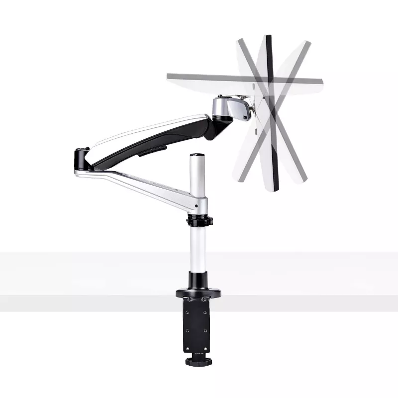StarTech.com monitora galda stiprinājums 27 inch 16:9 vai 30 inch 21:9 ekrāniem, VESA 75x75/100x100, bezinstrumentu regulēšana, C-skava/caurums, atsperu palīdzība