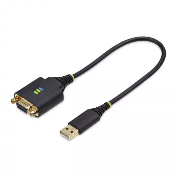 StarTech.com 30cm USB uz Null Modema seriālā adaptera kabelis, COM Retention, FTDI, USB-A uz DB9 RS232, maināmi DB9 uzgriežņi/skrūves, Windows/macOS/Linux