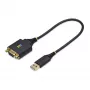 StarTech.com 30cm USB uz Null Modema seriālā adaptera kabelis, COM Retention, FTDI, USB-A uz DB9 RS232, maināmi DB9 uzgriežņi/skrūves, Windows/macOS/Linux