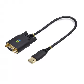 StarTech.com 30cm USB uz Null Modema seriālā adaptera kabelis, COM Retention, FTDI, USB-A uz DB9 RS232, maināmi DB9 uzgriežņi/skrūves, Windows/macOS/Linux