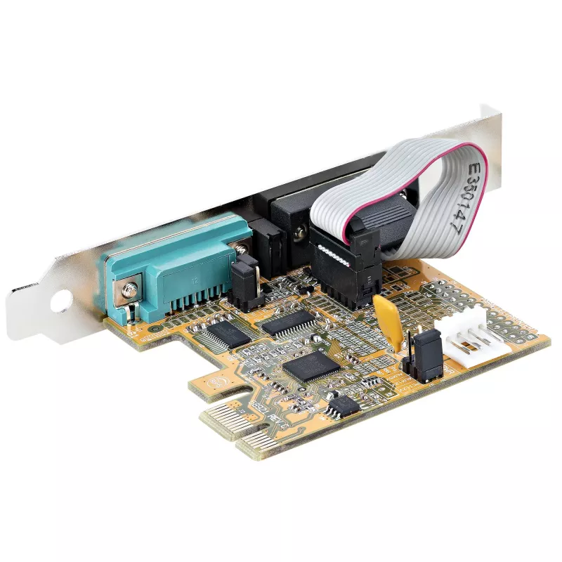 StarTech.com 2-portu PCI Express seriālā karte, Divu portu PCIe uz RS232 (DB9) seriālā karte, 16C1050 UART, standarta vai zema profila kronšteini, COM saglabāšana, Windows un Linux