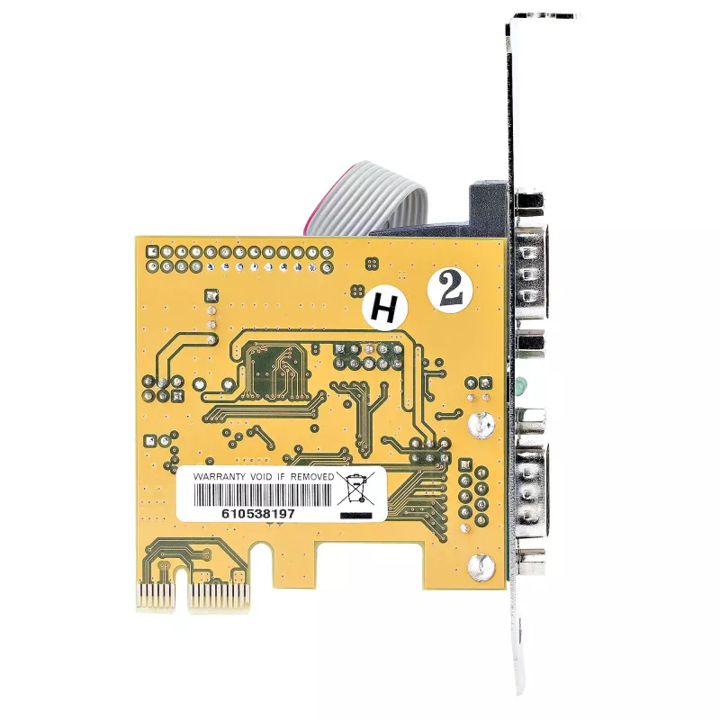 StarTech.com 2-portu PCI Express seriālā karte, Divu portu PCIe uz RS232 (DB9) seriālā karte, 16C1050 UART, standarta vai zema profila kronšteini, COM saglabāšana, Windows un Linux