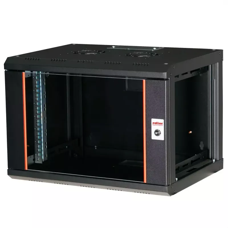 ROLINE 19 collu pie sienas stiprināms skapis Pro 7U, 600x450 mm PxD, melns, ar atslēgas slēdzi, IP20