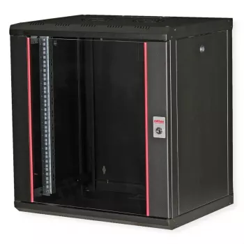 Sienas 19 inch skapis ROLINE Pro 12U, 600x450 mm, melns, ar atslēgas slēdzi, IP20